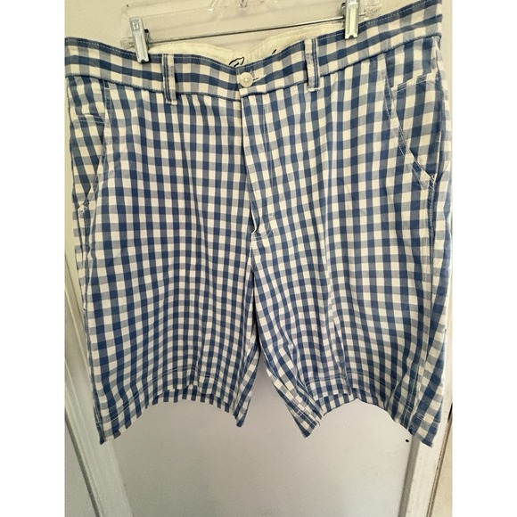 Roundtree & Yorke Other - Roundtree & York Light Blue White Checked Flat Front Slash Pocket Shorts 42x11